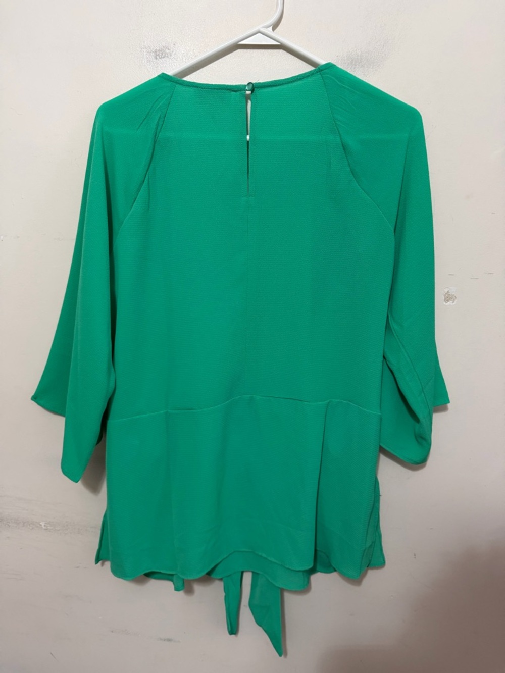 Chenault Green Tie Front Blouse Women’s Large Flowy 3/4 Sleeve Lightweight Top - Picture 11 of 13